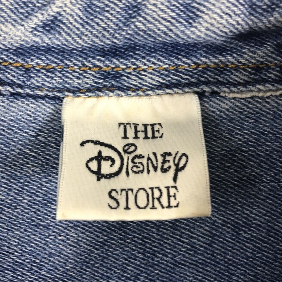 Vintage 90s Disney Store Distressed Embroidered Mickey Mouse Pocket Denim Shirt - Picture 3 of 10